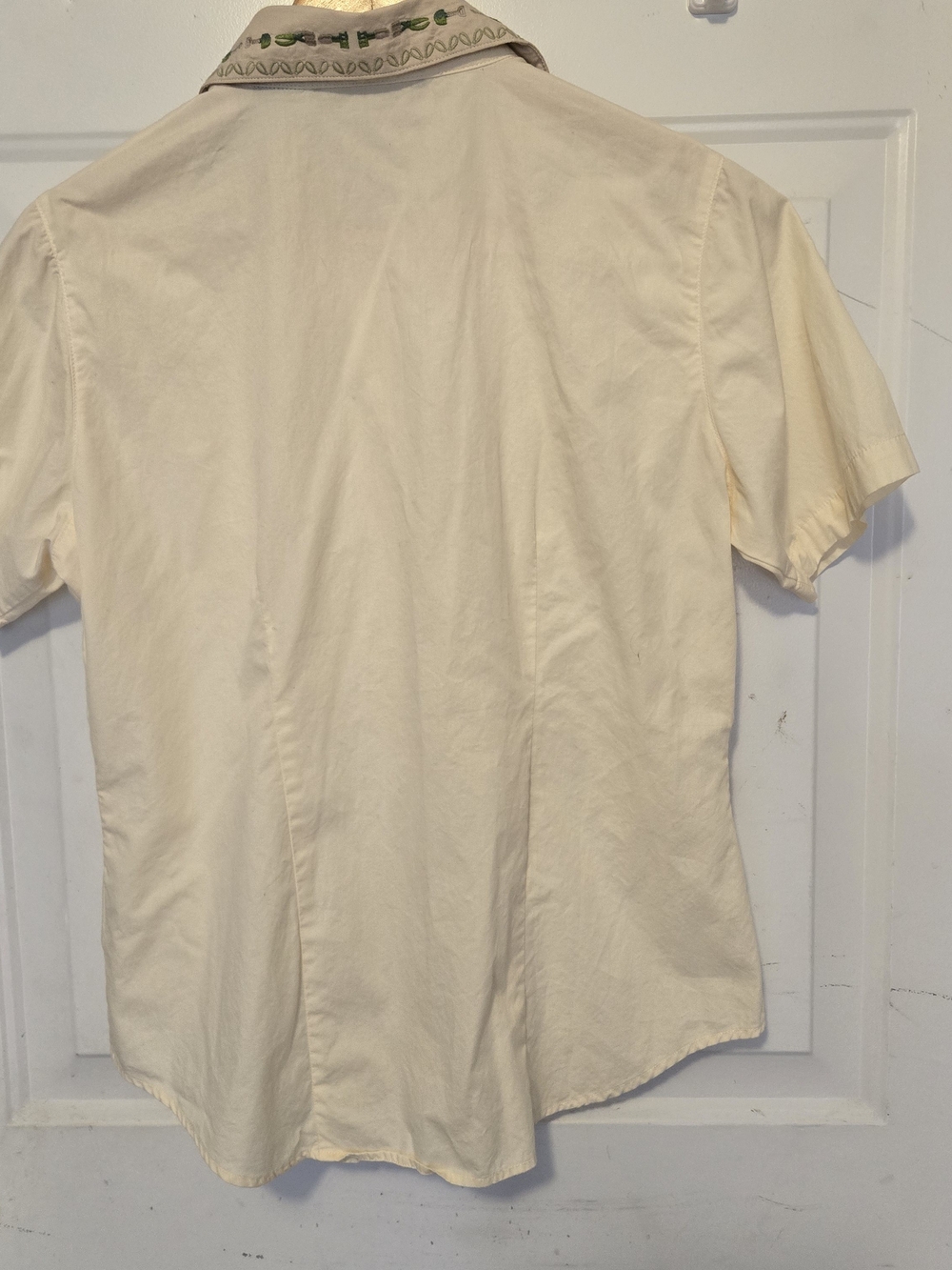 Vintage Eagles Eye Cream Embroidered Collar Short-Sleeve Shirt Size M - Picture 6 of 12